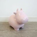 送料無料 かわいい 陶器製 陶器貯金箱 ウシ ライトピンク おしゃれ かわいい 置物 オブジェ インテリア