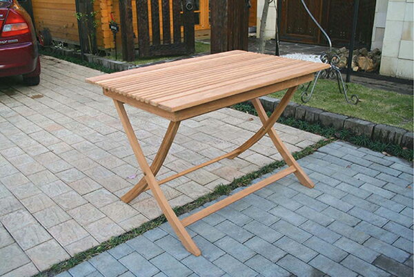 折り畳みスクエアテーブル 単品 チーク 木製 折りたたみ ガーデンテーブル 机 テラス アウトドア  ...