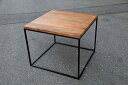 アイアンウッドキューブテーブル単品 チーク 木製 アイアン ガーデンテーブル 机 テラス アウトドア おしゃれ モダン