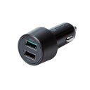 エレコム シガーチャージャー 2USBポート(自動識別) QuickCharge3.0+USB1ポート(最大2.4A) ブラック MPA-CCUQ04BK