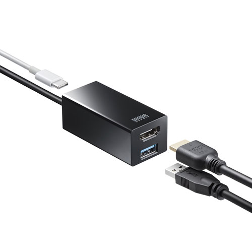 サンワサプライ USB Type-Cハブ付き HDMI変換アダプタ Aポート1・TYPE-Cポート1 USB-3TCH35BK 3