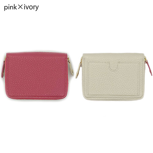 ナイススタイルのリサイド RIE SIDE ダブルフェイスウォレット W-FACE ピンク×アイボリー W-FACE-PKXIV｜アングル2