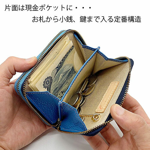 ナイススタイルのリサイド RIE SIDE ダブルフェイスウォレット W-FACE ピンク×アイボリー W-FACE-PKXIV｜アングル3