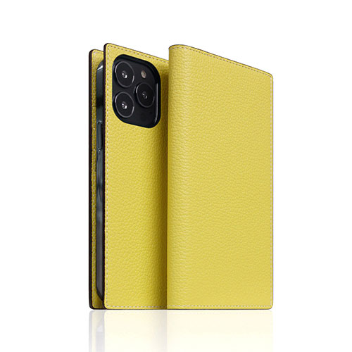 SLG Design Neon Full Grain Leather Diary Case for iPhone 14 Pro Lemon ...