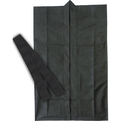 【20個セット】 ARTEC ロングハッピ不織布 黒 S(ハチマキ付) ATC1173X20