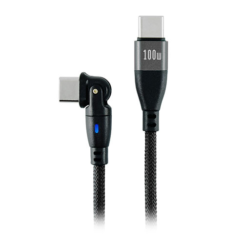 【5個セット】 日本トラストテクノロジー 180°回転コネクタPD100Wケーブル 1.8m ブラック 180RPD-18M-BKX5