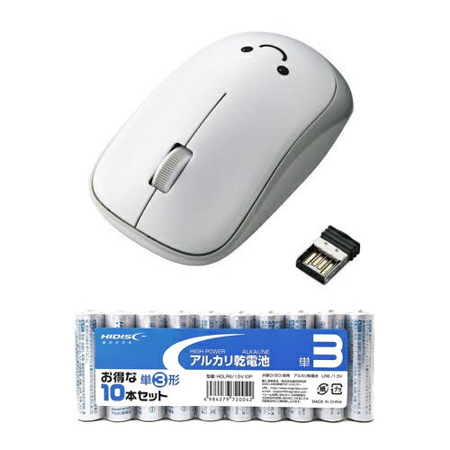エレコム 無線IRマウス(3ボタン) + アルカリ乾電池 単3形10本パックセット M-IR07DRWH+HDLR6/1.5V10P エレコム 無線IRマウス(3ボタン) + アルカリ乾電池 単3形10本パックセット M-IR07DRWH+HDLR6/1.5V10P