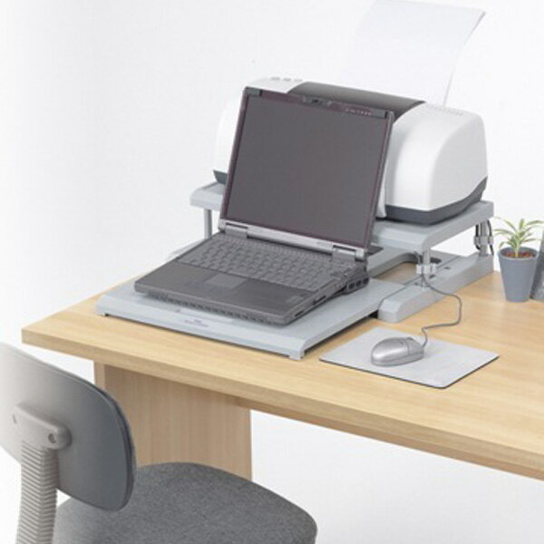 パソコンラック 13型 GY 卓上 机上ラック プリンター台 PCスタンド パソコン台 オフィス デスク テレワ..