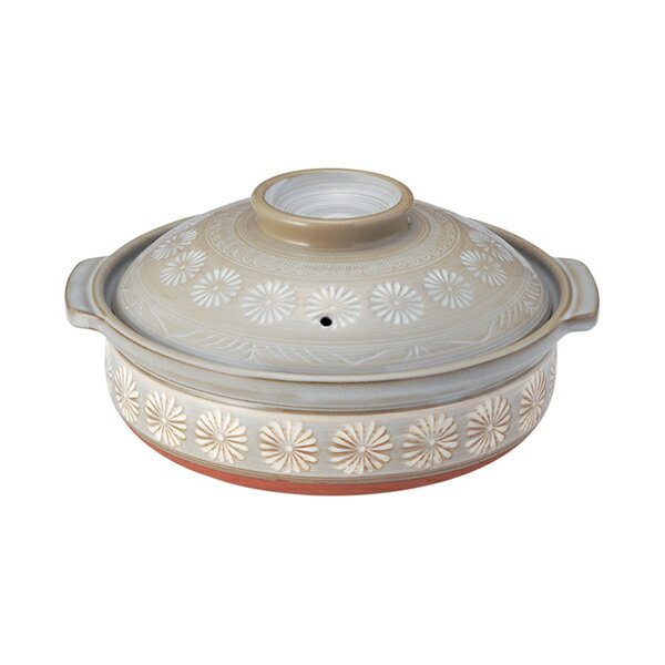 銀峯花三島7号深鍋　※ガス火専用 日本製 なべ 料理 陶器 三陶