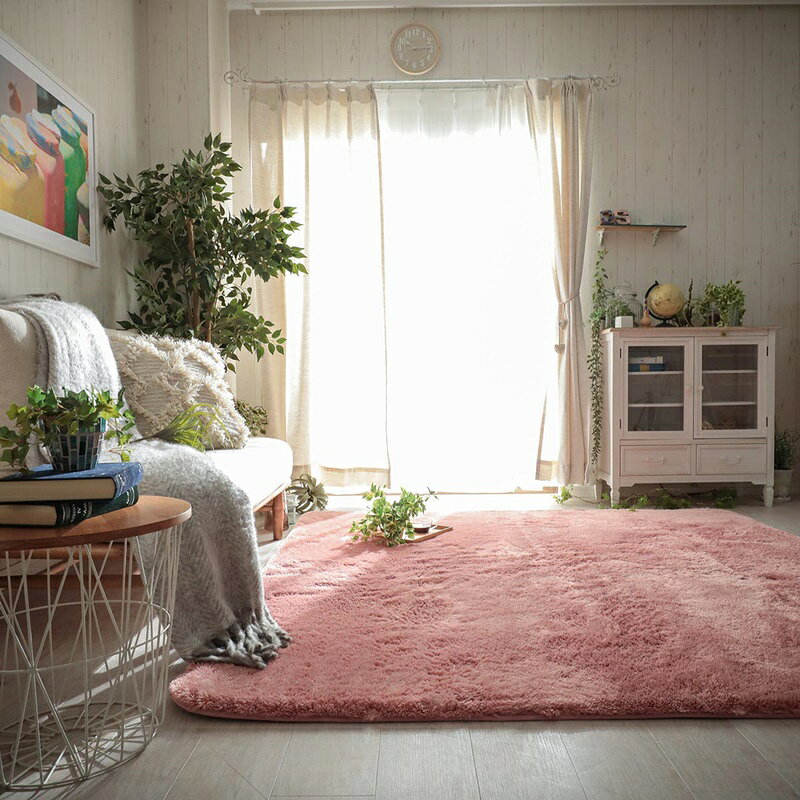 マイクロファイバーラグ ローズピンク RO 130x190cm 長方形 ラグマット ラグカーペット 絨毯 じゅうたん センターラグ おしゃれ カジュアル かわいい 1人暮らし 肌触り 手触り 手洗い ホットカーペット対応 床暖房対応 滑り止め すべり止め ルームマット ひとり暮らし [3]