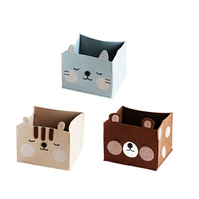 収納ボックス 折りたたみ 収納ケース カラーボックス かわいい おしゃれ 布 ファブリック おもちゃ箱 衣類収納 インナーボックス フェルトボックス アニマル柄 リス クマ ネコ キッズ 折り畳み コンパクトのサムネイル