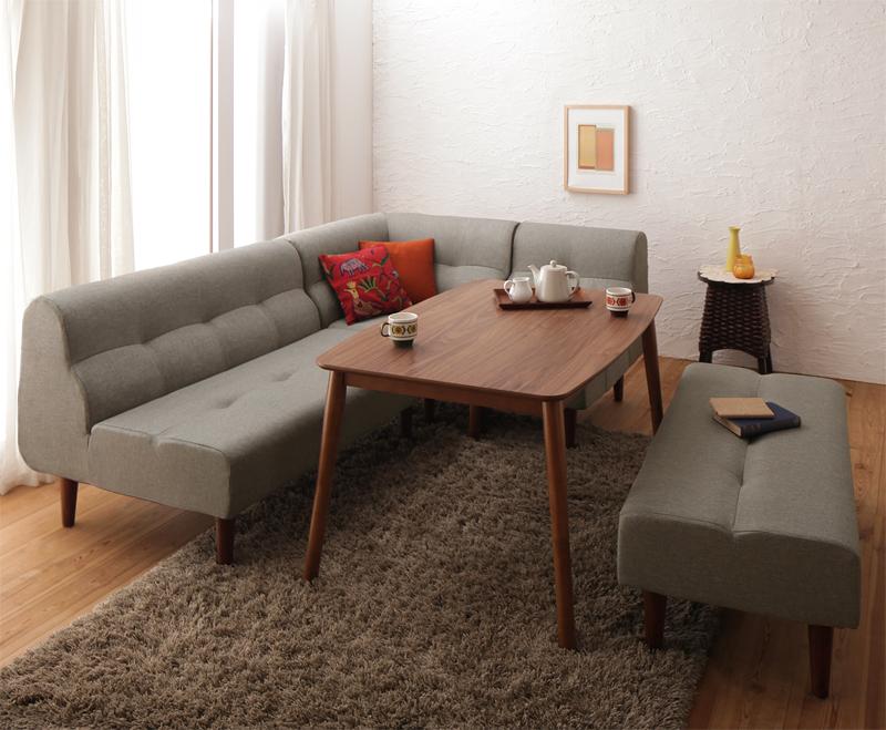 送料無料 こたつ リビングダイニングセット Norden ノルデン 5点セット(テーブル+2Pソファ1脚+1Pソファ1脚+コーナーソファ1脚+ベンチ1脚) W120 ダイニングテーブル ダイニングソファ ダイニングソファー コーナーソファー ダイニングベンチ 高さ調節 コタツ 炬燵