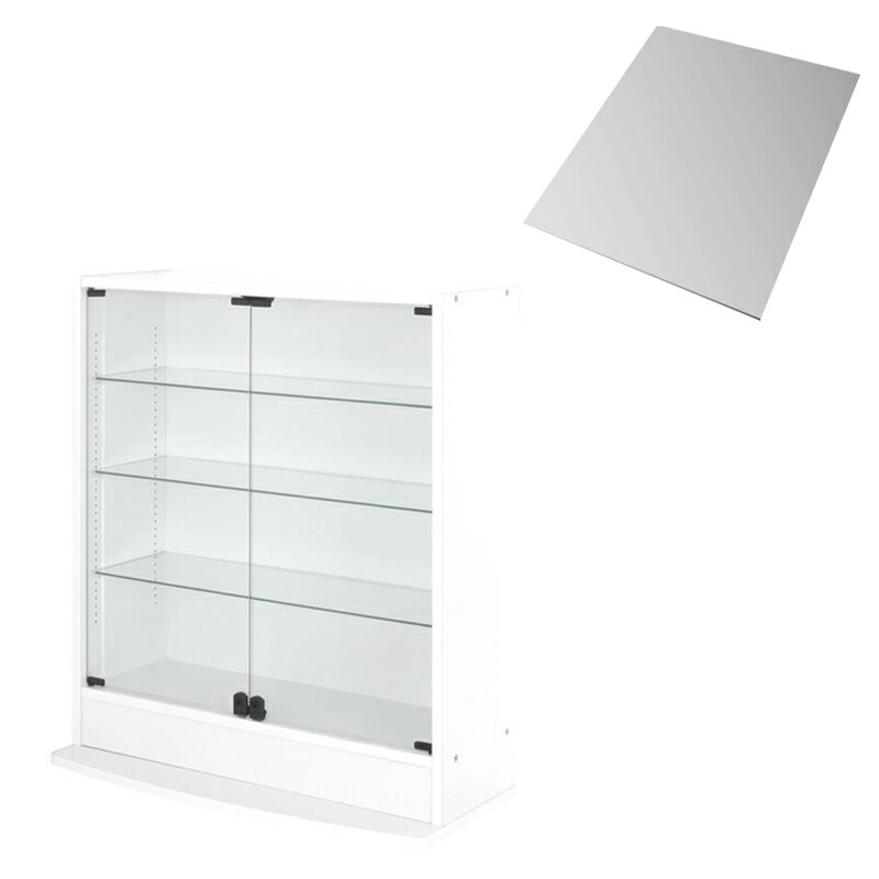 LEDコレクションラック ワイド 本体 両開きタイプ 背面ミラー1枚セット 高さ96 奥行29