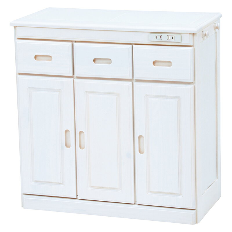 送料無料 キッチンカウンター テーブル 幅69 奥行34 高さ71cm キッチン 収納 キャスター付き コンセント付き 収納棚 キッチンボード 木製 ホワイトウォッシュ MUD-6521WS