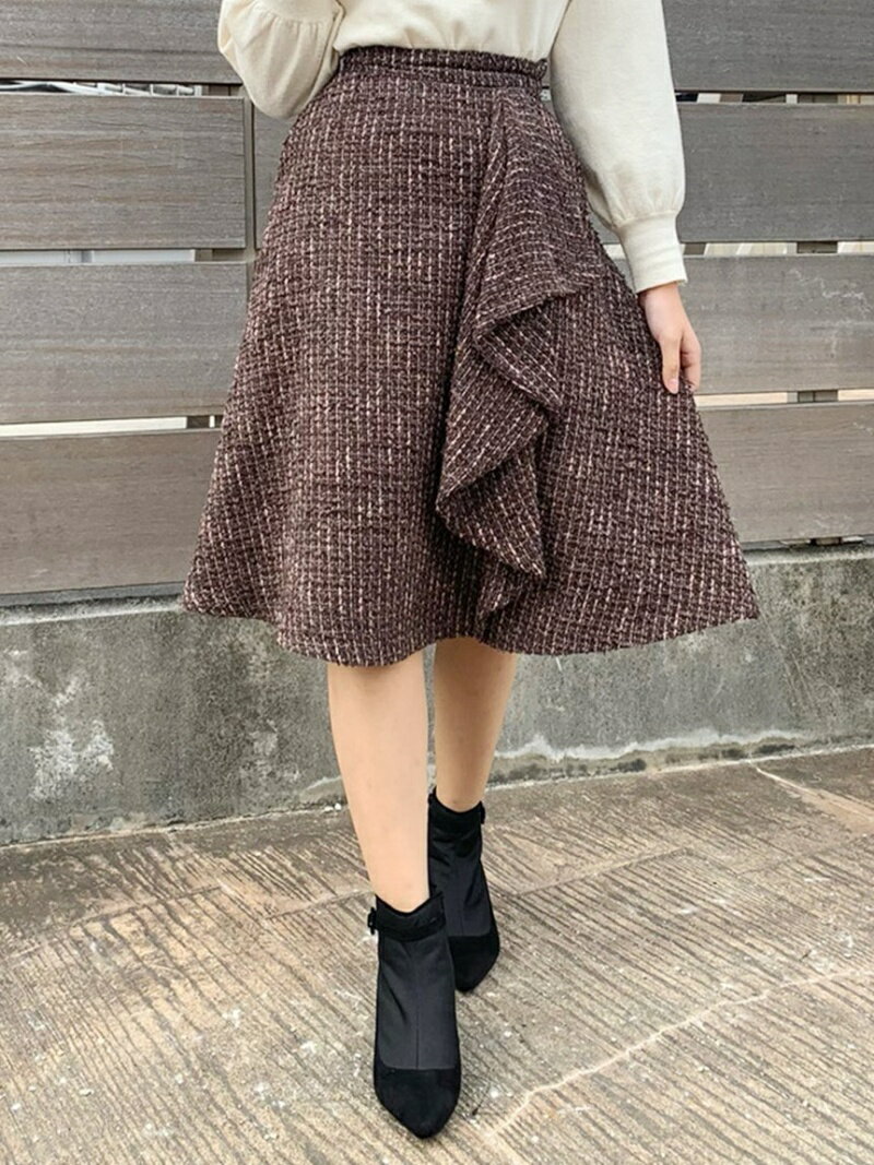 Rakuten Fashion ラッフルツイードフレアスカート 31 Sons De Mode トランテアン ソン ドゥ モード スカート フレアスカート ホワイト ブルー ブラウン 送料無料 31 Sons De Mode