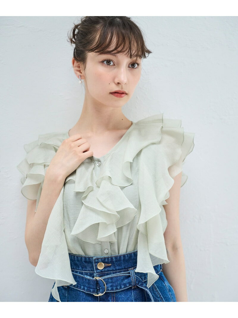 【SALE／30%OFF】フリルシアーブラウス 31 Sons de mode トランテアン ソン ドゥ モード トップス シャツ・ブラウス ブラック ベージュ【RBA_E】【送料無料】[Rakuten Fashion]