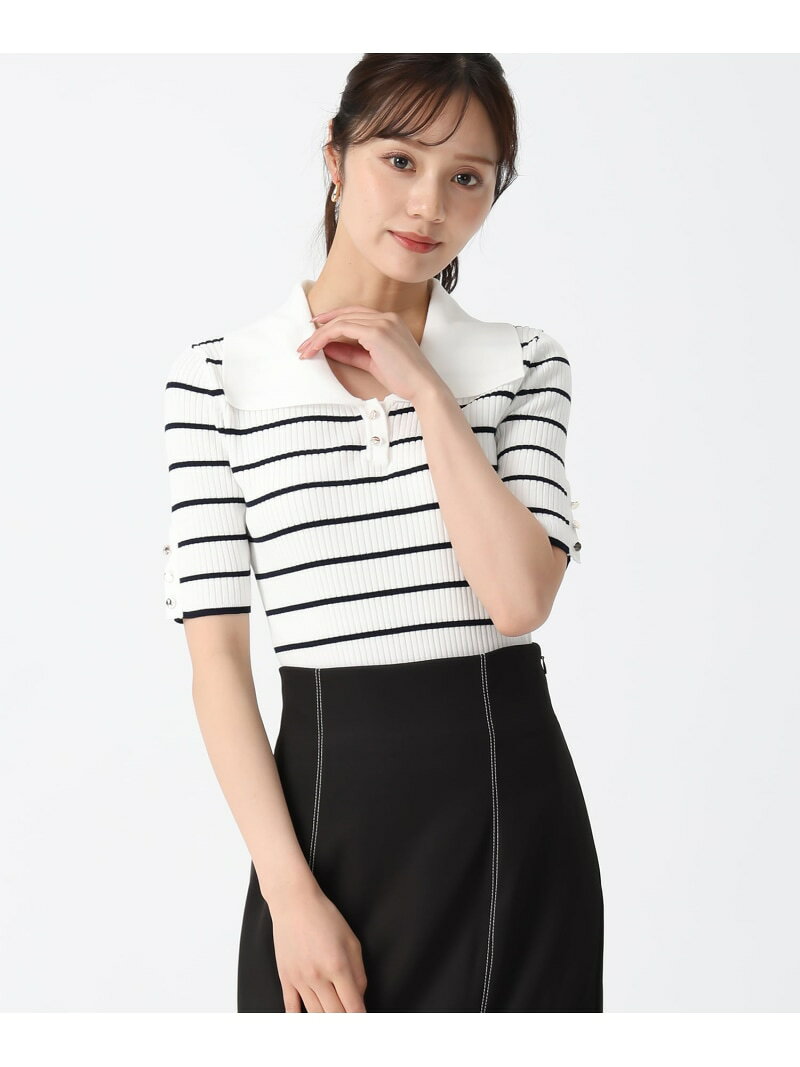 Other - 【SALE／50%OFF】2025春夏新作 セーラーカラー半袖ニット 31 Sons de mode トランテアン ソン ドゥ モード トップス ニット レッド ブラック【RBA_E】[Rakuten Fashion]