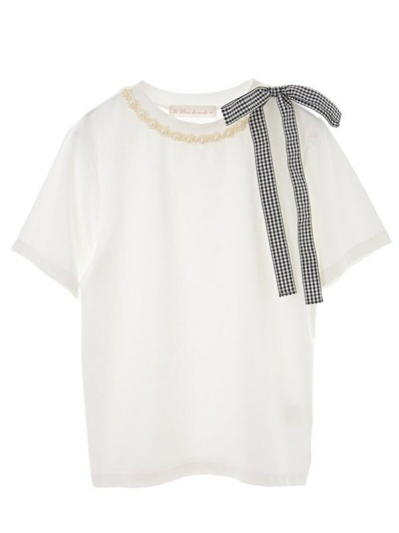 【SALE／40%OFF】パールリボンT 31 Sons de mode トランテアン ソン ドゥ モード トップス カットソー・Tシャツ ホワイト ブラック【RBA_E】[Rakuten Fashion]のサムネイル