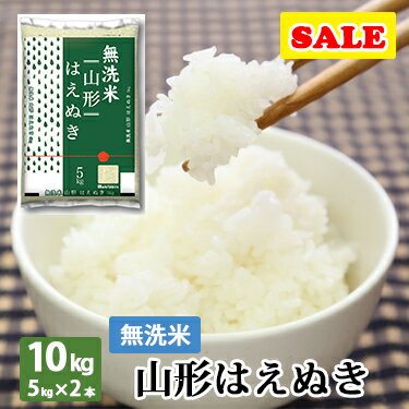 10%OFF 無洗米 山形県産 はえぬき 10kg (5kg×2本) 令和 2年産 ｜ 送料無料 米 ミツハシライス お米 おこめ 日本米 あっさり 弾力 人気 ハエヌキ ミツハシ 令和2年 産 コンビニ受取対応