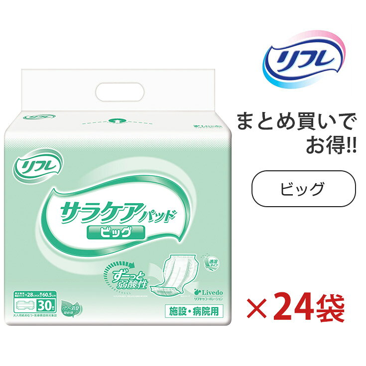 《ケース》 リフレ サラケアパッド ビッグ 男女共用 (30枚)×4袋×6ケース 大人用紙おむつ 尿取りパッド 尿モレパッド パッドタイプ おむつ 大人用 介護用 業務用 病院用 介護施設 施設用 4904585026614/18300