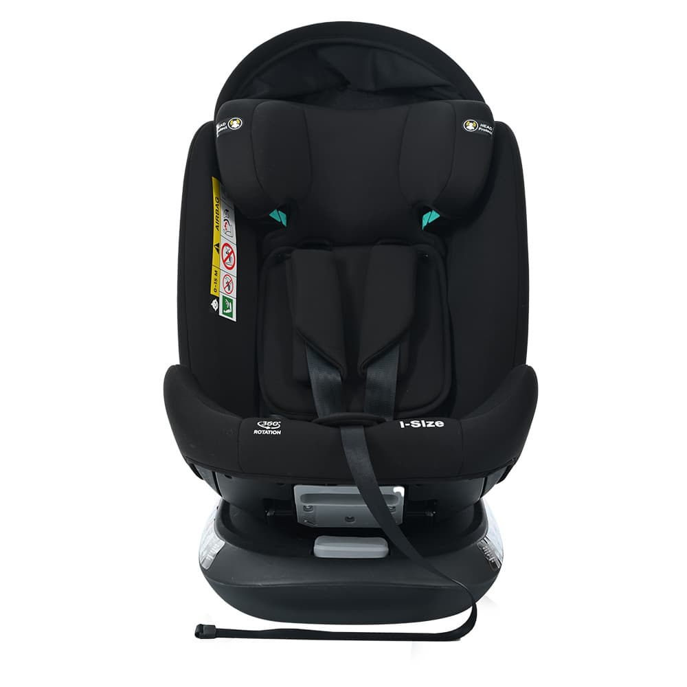 チャイルドシート 新生児 ISOFIX 0歳~12歳 360度回転式 40~150cm ジュニアシート 調節可能 洗える キャノピー付き ベビーシート 出産祝い 車【ブラック】
