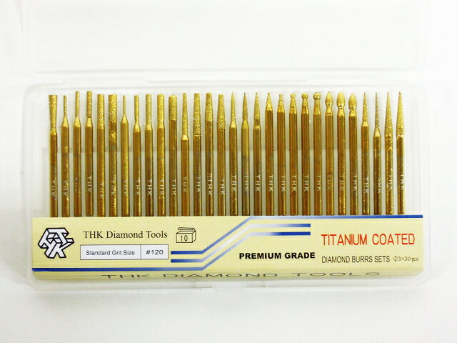 〇メール便無料 ダイヤモンド 研磨バー ビット 3mm軸 30本 高寿命 チタンコーティング 研摩 研削 リューター ヤスリ 硬質研磨ビット
