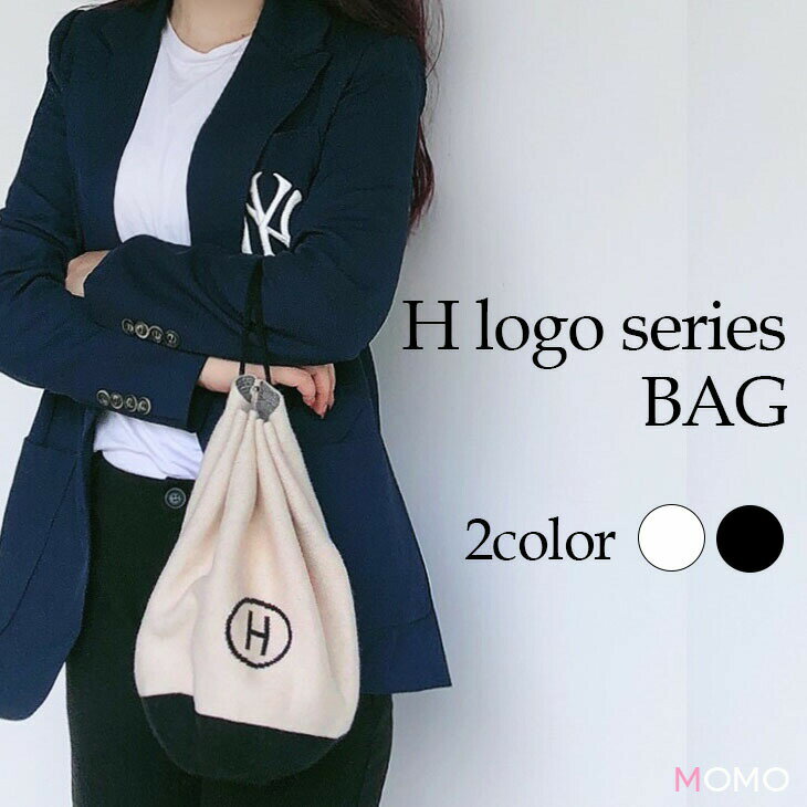 ミニ バッグ レディース Hロゴニット 巾着バッグ 小さいサイズ きんちゃく キャンバス ワンハンドル コ..