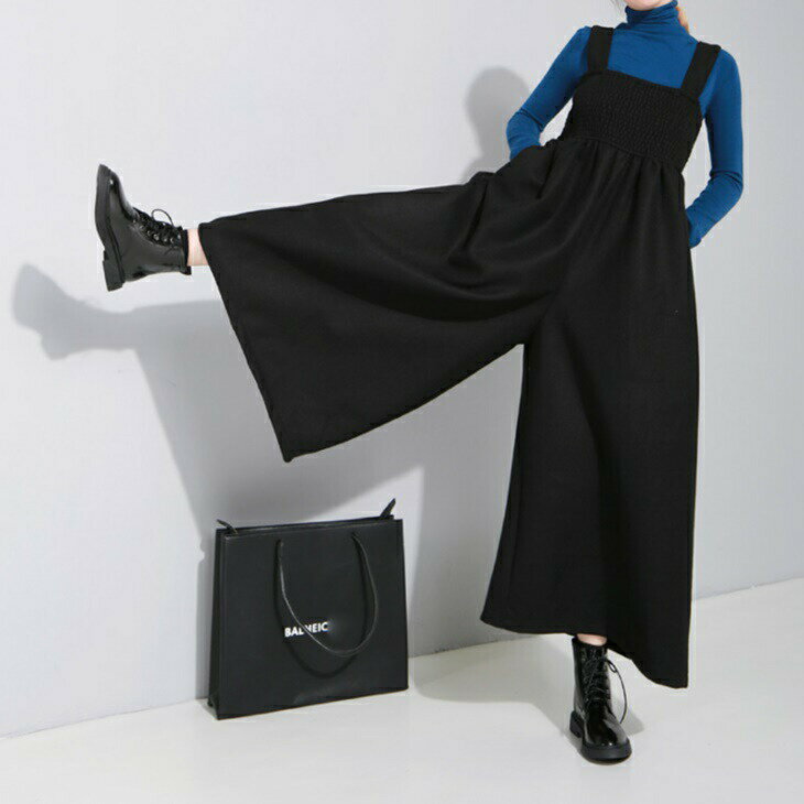 サロペット デニム ショート丈 パンツ レディース オーバーオール つなぎ ダメージ オールインワン レトロ ハイウエスト ストレート ワイドレッグ 夏 ブルー