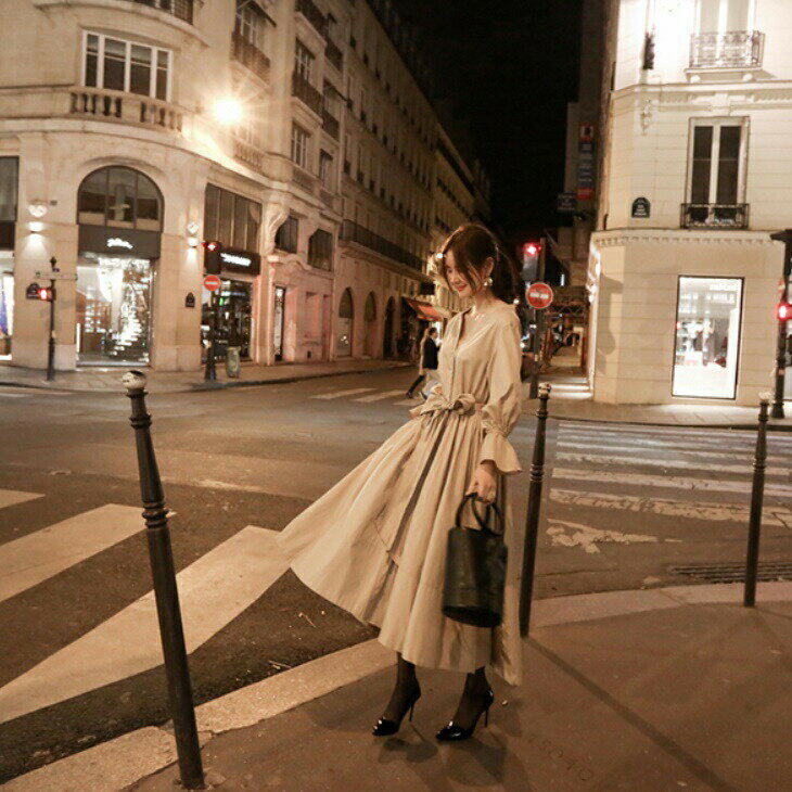 樂天商城 - 送料無料 カシュクールワンピース キャンディ ワンピース 小花柄 レディース 長袖 ふんわり 袖フリル ミディ丈 きれいめ リボン ロング ゆったり 体型カバー シンプル 袖あり 無地 ロング丈 通勤 デート カジュアル 結婚式 二次会