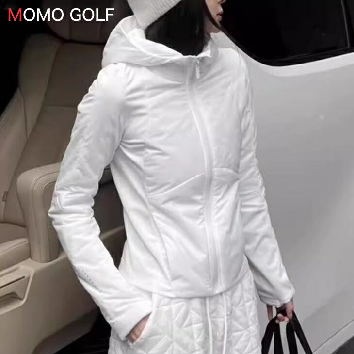 レディース ゴルフウエア 軽量キルティング フード付き ジャケット 春秋 オールシーズン スリムフィット スポーツジャケット 暖か ウェア 細見え 体型カバー ...