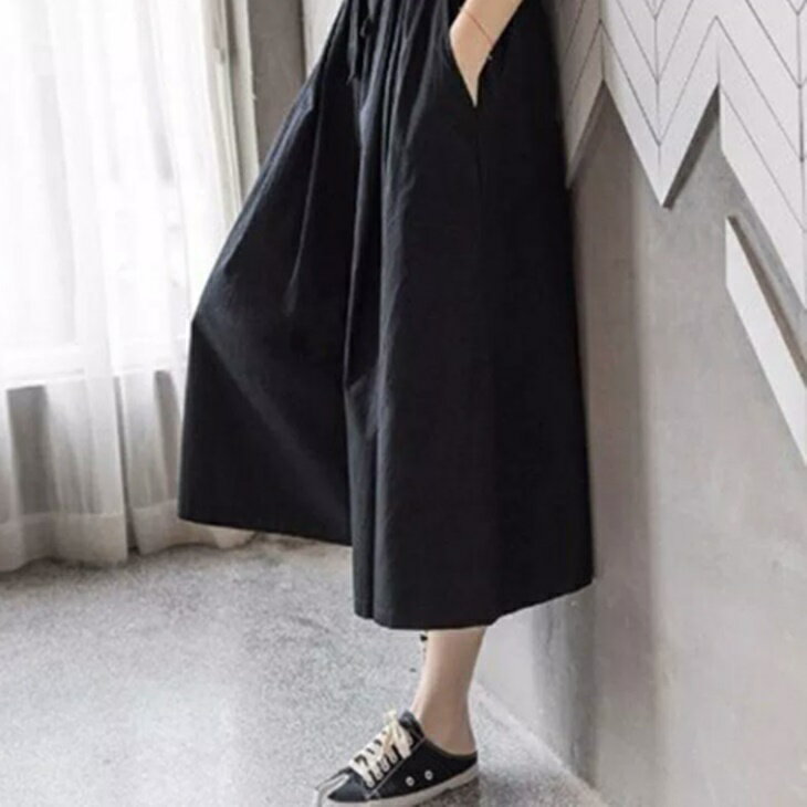 ワイドレッグパンツ ドレープ ガウチョ スカーチョ ボトムス パンツ フレアパンツ ...