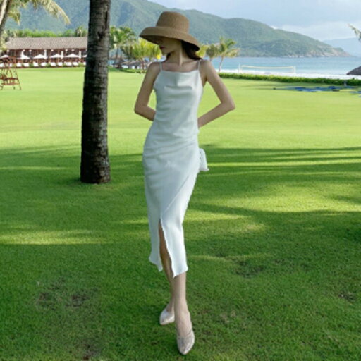 ワンピース ノースリーブワンピース リゾートワンピ サマーワンピ カジュアルワンピ お気軽ワンピ スリムシャツ ロングスカート ワンマイルコーデ 可愛いワンピ 普段着ワンピ お出かけワンピ アラサーファッション 大人コーデ