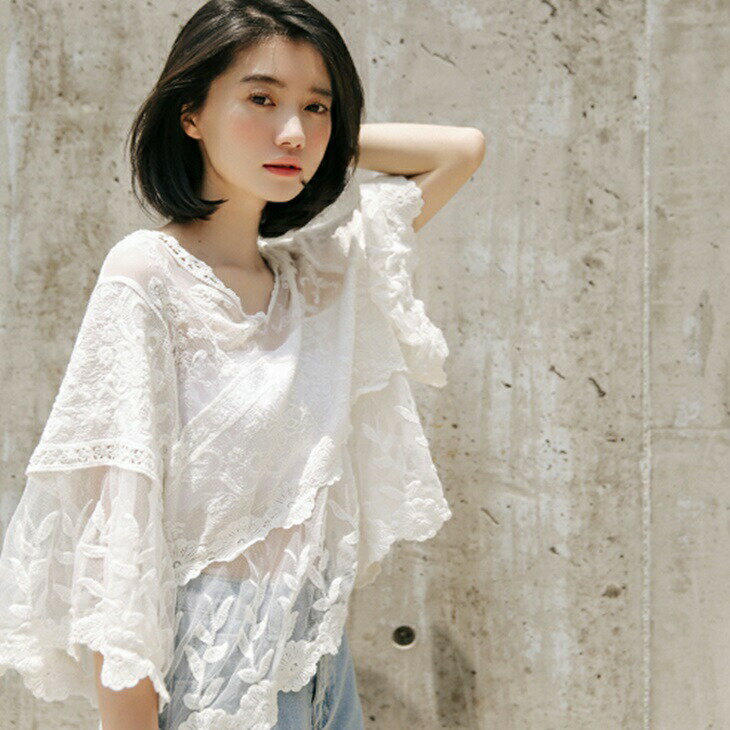 シフォンブラウス レースブラウス 透け感ブラウス 総レース トップス 半袖 きれいめ ブラウス シフォン シャツ 春夏秋 大人 上品 シンプル深Vネック カシュクール オフィス 二次会 結婚式 事務服 オフィスカジュアル 30代 40代 50代