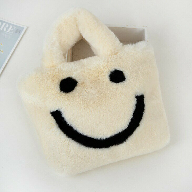 スマイルバッグ スマイリーバッグ レディース ハンドバッグ 手提げバッグ シンプル 夏 秋 もこもこバッ..