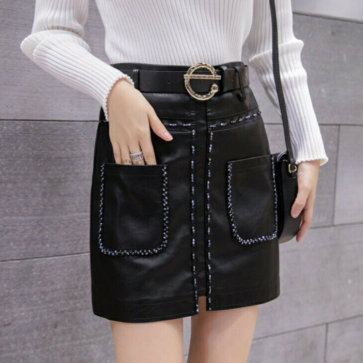 樂天商城 - レザーステッチキュロットスカート ステッチ キュロット ポケット ミニスカート ミニ丈 ステッチ キュロット スカート レザー PU 上品カジュアル シンプル カジュアル 上品 レディース お出かけ ins デート 韓国 トレンド ママ ガール