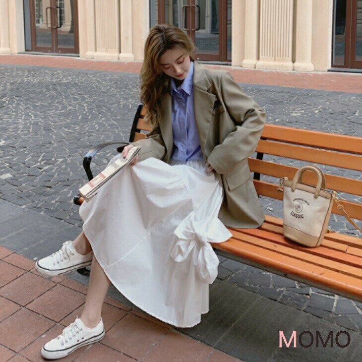 樂天商城 - ボウノットAラインスカート シンプル清楚スカート フェアリーロング丈スカート フェアリーロングスカート カジュアルコーデ 大人カジュアル 大人コーデ アラサーコーデ アラサーファッション アラフォーコーデ 大人韓国コーデ ママコーデ ins