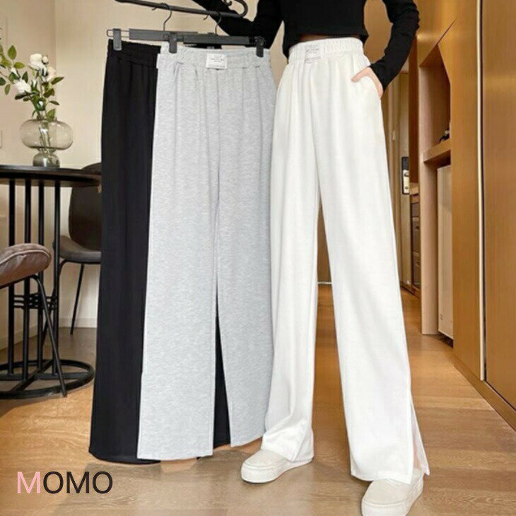 樂天商城 - 大きめサイズ ハイウエストスリットドレープパンツ ワイドレッグストレートパンツ カジュアルモップパンツ 大人カジュアルコーデ 大人ファッション 大人コーデ 大人韓国コーデ 韓国ファッション アラサーファッション アラサーコーデ ナチュラルコーデ ins