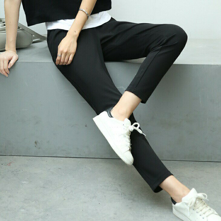 樂天商城 - クロップドパンツ レギンス レギパン ポケット ゴムウエスト 細見え ボトムス パンツ ロングボトムス ロングパンツ ズボン リラックスウェア ゆるパン ロング丈 レディース オフィス ins 韓国 デート カジュアル ママ