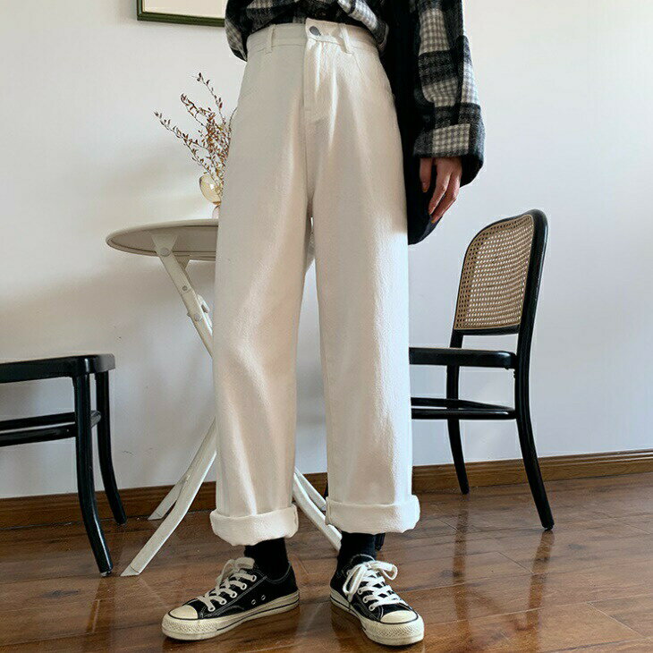 樂天商城 - テーパードデニム ハイウエスト ワイドパンツ デニムパンツ パンツ ロールアップ デニム テーパードパンツ ストレッチデニム ジーンス ジーパン 美脚 ボトムス レディース オフィス OL ins 韓国 デート カジュアル