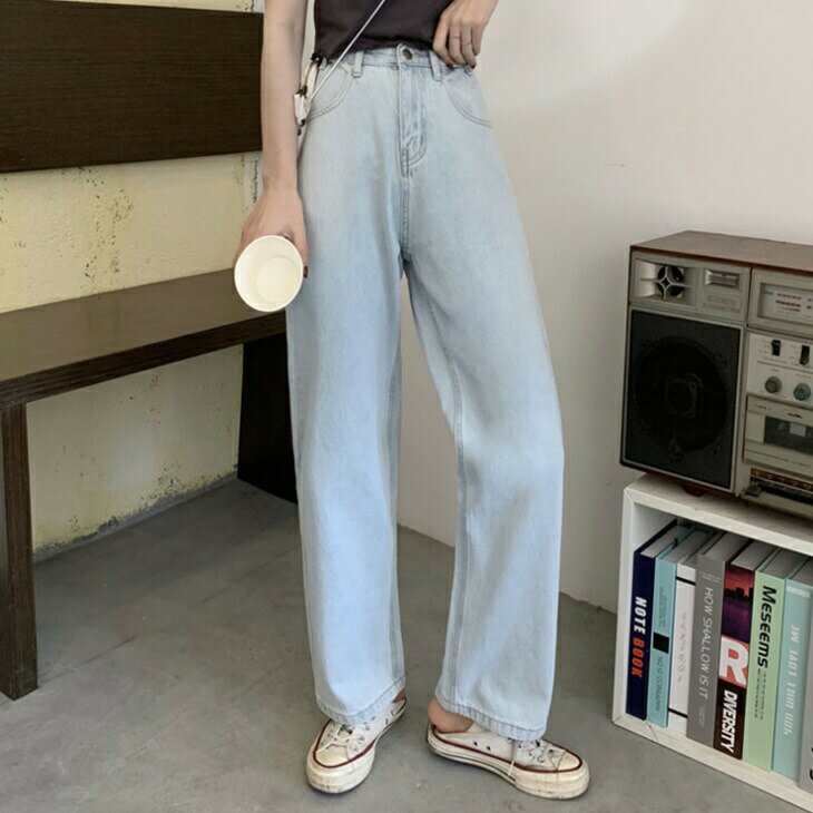 樂天商城 - テーパードデニム ハイウエスト ワイドパンツ デニムパンツ パンツ ロールアップ デニム 柔らか素材 テーパードパンツ ストレッチデニム ジーンス ジーパン 美脚 ボトムス レディース オフィス OL ins 韓国 デート カジュアル