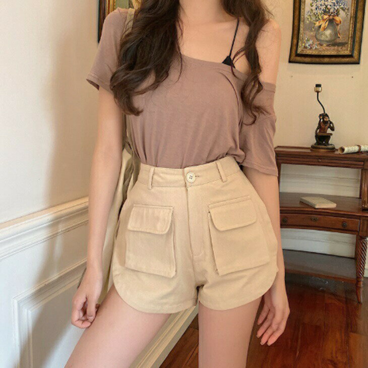 ショートパンツ ホットパンツ レディース ショートパンツ レディース 短パン ズボン 無地 シンプル ショーパン ゆったり おしゃれ アラサーファッション アラサーコーデ 韓国ファッション 韓国コーデ お洒落トップス