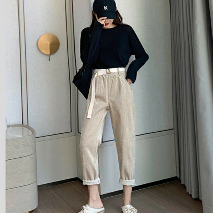 コーデュロイパンツ 楽ちんパンツ 普段着パンツ シンプルパンツ お洒落パンツ 履きやすいパンツ 大人コーデ 大人ファッション 韓国コーデ ins ワンマイルコーデ アラサーファッション アラサーコーデ