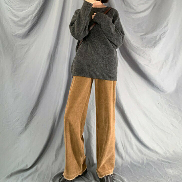 樂天商城 - コーデュロイパンツ 楽ちんパンツ ワイドパンツ モッピングパンツ ドレープパンツ シンプルパンツ お洒落パンツ 履きやすいパンツ 大人コーデ 大人ファッション 韓国コーデ ins ワンマイルコーデ アラサーファッション アラサーコーデ