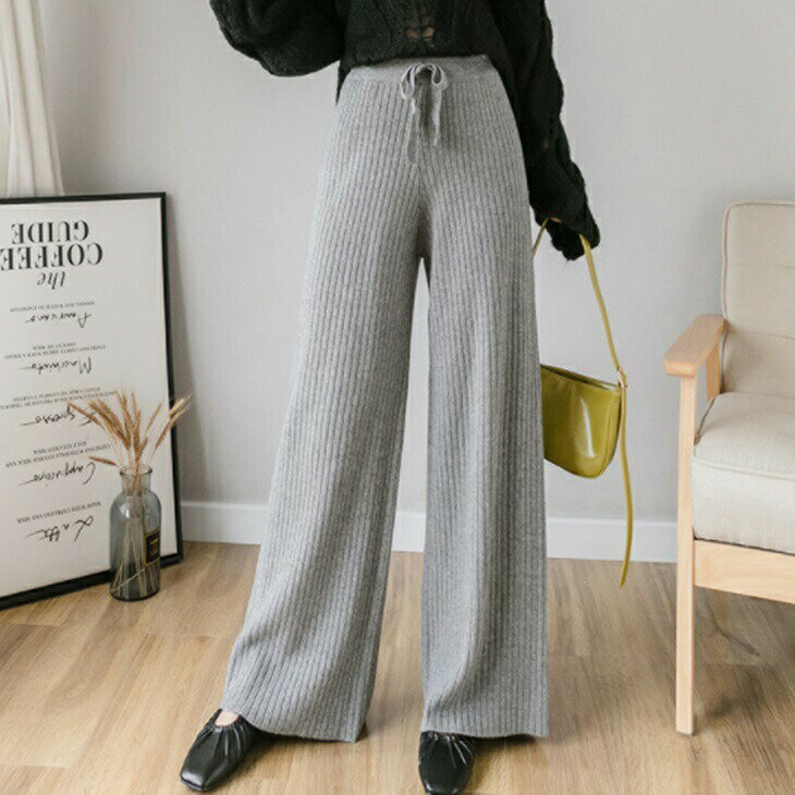 樂天商城 - ニットワイドパンツ 楽ちんパンツ ストレートワイドパンツ 普段着パンツ シンプルパンツ ドレープパンツ 大人パンツ お洒落パンツ 履き易いパンツ 大人コーデ 大人ファッション 韓国コーデ iワンマイルコーデ アラサーファッション アラサーコーデ