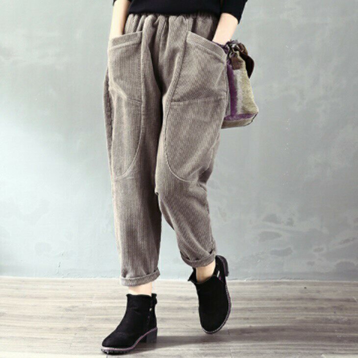 樂天商城 - コーデュロイカジュアルパンツ シンプルパンツ ワイドレッグパンツ 楽ちんパンツ 大人カジュアル 大人コーデ 秋冬パンツコーデ アラサーコーデ アラサーファッション アラフォーコーデ アラフォーファッション 韓国コーデ ins 丈夫なPUレザー