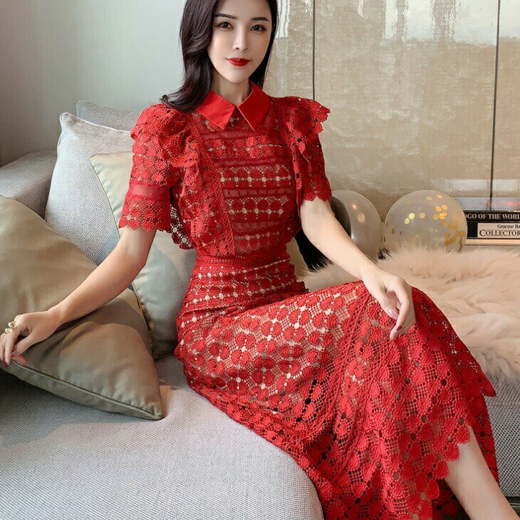 フリル レース 刺繍 シースルー ロング丈 フレア セクシー ドレスワンピ キャバドレス パーティードレス ナイトドレス キャバワンピ パーティーワンピ 上品 レディース 結婚式 二次会 パーティー OL ins 韓国 デート