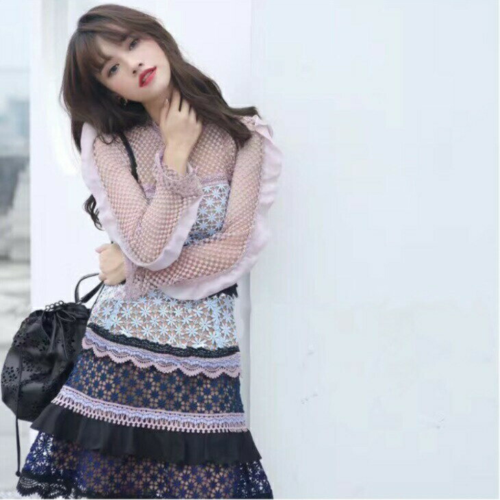 樂天商城 - フリル レース 刺繍 シースルー フレア ミニ丈 ハイネック ドレスワンピ キャバドレス パーティードレス ナイトドレス キャバワンピ パーティーワンピ 上品 レディース 結婚式 二次会 パーティー OL ins 韓国 デート