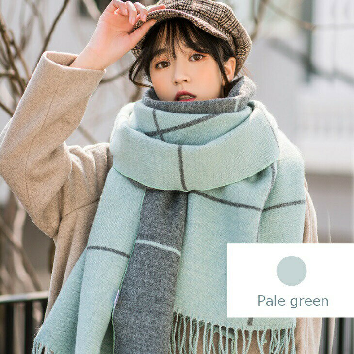 For Women - チェック ウールストール フリンジ カラバリ ロングマフラー ビッグマフラー ビッグストール マフラー ストール ひざ掛け 防寒 通勤 通学 暖かい デザイン 秋 冬 ファッション レディース ins デート 韓国 トレンド ママ ガール