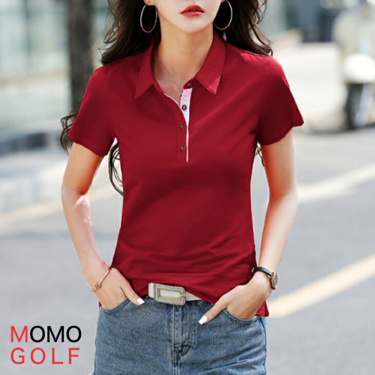 大きいサイズ レディースゴルフウエア シンプルゴルフ半袖ポロシャツ 伸縮素材ゴルフトップス レディースゴルフシャツ カジュアルゴルフウエア ゴルフ女子 レディースゴルフファッション 大人ゴルフウエア 大人ゴルフファッション 大人ゴルフコーデ 大きめサイズウエア