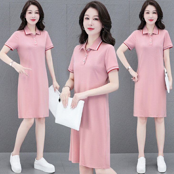 大きいサイズ シンプル無地ゴルフワンピ レディースゴルフワンピース Aライン半袖ポロゴルフワンピ シンプルゴルフワンピ スポーツウエア カジュアルゴルフウエア ゴルフ女子 レディースゴルフ 大人ゴルフウエア 大人ゴルフファッション 大人ゴルフコーデ 春夏ゴルフウエア